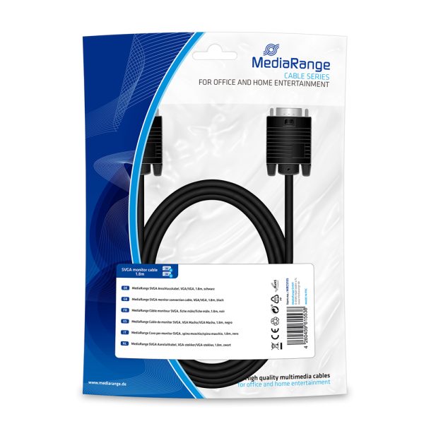 Καλώδιο MediaRange SVGA monitor connection cable, VGA/VGA, 1.8m., Black (MRCS105)