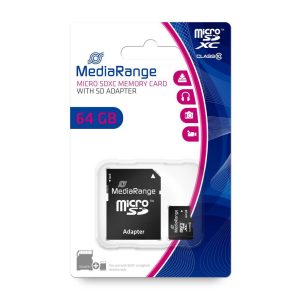 MediaRange Micro SDXC Class 10 With SD Adaptor 64 GB (eXtended Capacity) (MR955)MediaRange Micro SDXC Class 10 With SD Adaptor 64 GB (eXtended Capacity) (MR955)