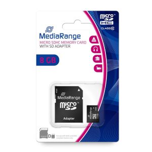 MediaRange Micro SDHC Class 10 With SD Adaptor 8 GB (High Capacity) (MR957)MediaRange Micro SDHC Class 10 With SD Adaptor 8 GB (High Capacity) (MR957)