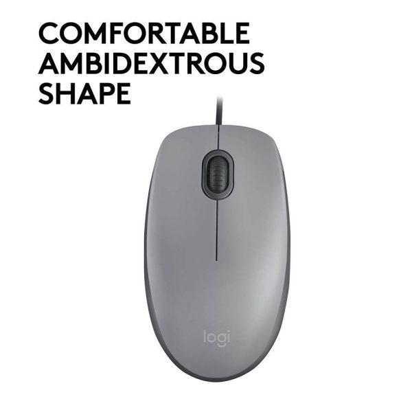 Logitech M110 Optical Mouse (Gray, Wired) (910-005490) (LOGM110GRAY)