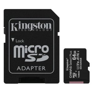 Kingston Micro Secure Digital 64GB microSDXC Canvas Select Plus 80R CL10 UHS-I Card + SD Adapter (SDCS2/64GB)Kingston Micro Secure Digital 64GB microSDXC Canvas Select Plus 80R CL10 UHS-I Card + SD Adapter (SDCS2/64GB)