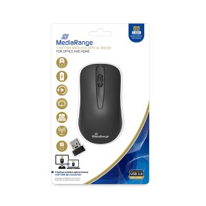 MediaRange Optical Mouse 3-Button (Black, Wireless) (MROS209)MediaRange Optical Mouse 3-Button (Black, Wireless) (MROS209)