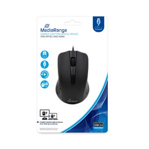 MediaRange Optical Mouse Corded 3-Button (Black, Wired) (MROS210)MediaRange Optical Mouse Corded 3-Button (Black, Wired) (MROS210)