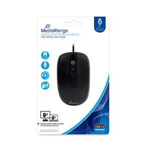 MediaRange Optical Mouse Corded 3-Button (Black, Wired) (MROS211)MediaRange Optical Mouse Corded 3-Button (Black, Wired) (MROS211)