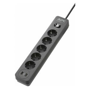 APC Essential SurgeArrest 5 Outlet + USB-A Black 230V (PME5U2B-GR) (APCPME5U2B-GR)APC Essential SurgeArrest 5 Outlet + USB-A Black 230V (PME5U2B-GR) (APCPME5U2B-GR)