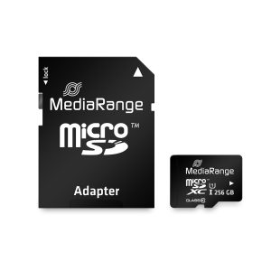 MediaRange microSDXC memory card, UHS-1 | Class 10, with SD adapter, 256GB (MR946)MediaRange microSDXC memory card, UHS-1 | Class 10, with SD adapter, 256GB (MR946)