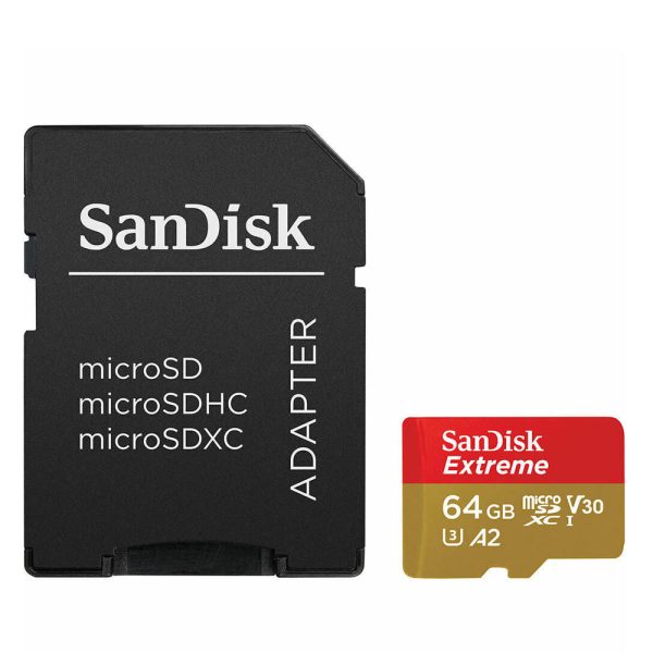Sandisk Extreme microSDXC 64GB Class 10 U3 V30 A2 UHS-I με αντάπτορα (SDSQXAH-064G-GN6AA) (SANSDSQXAH-064G-GN6AA)