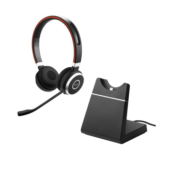 Jabra Evolve 65 MS Stereo with Charging Stand Ασύρματα On Ear Multimedia Ακουστικά με μικροφωνο και σύνδεση USB-A (6599-823-399) (JAB6599-823-399)