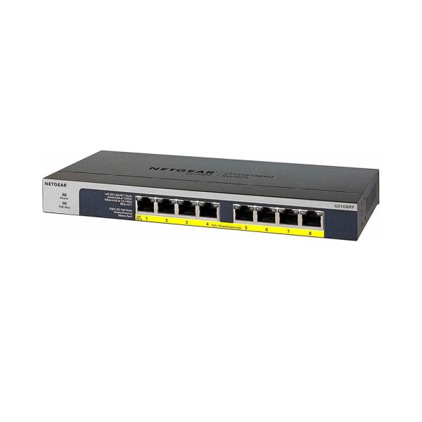NetGear GS108PP Unmanaged L2 PoE+ Switch με 8 Θύρες Gigabit (1Gbps) Ethernet (GS108PP-100EUS) (NETGS108PP-100EUS)