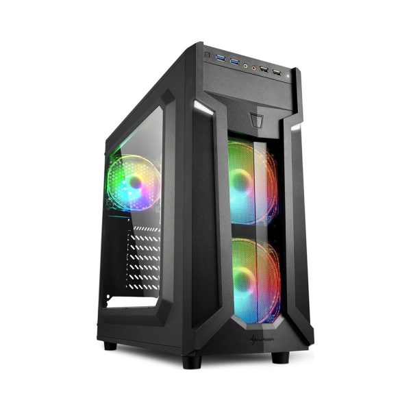 Sharkoon VG6-W RGB Gaming Midi Tower Computer Case Black (17581247) (SHR17581247)