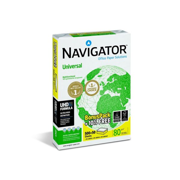 Επαγγελματικό Χαρτί Εκτύπωσης Navigator Bonus Pack A4 80g/m² 500+50 Φύλλα (NVG330962P)